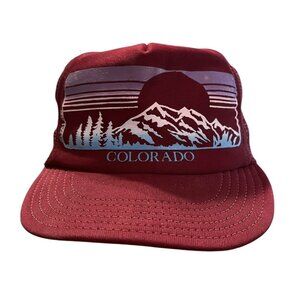 Vintage 1982 PMS Colorado‎ Red Striped Mesh Trucker Hat Cap SnapBack READ
